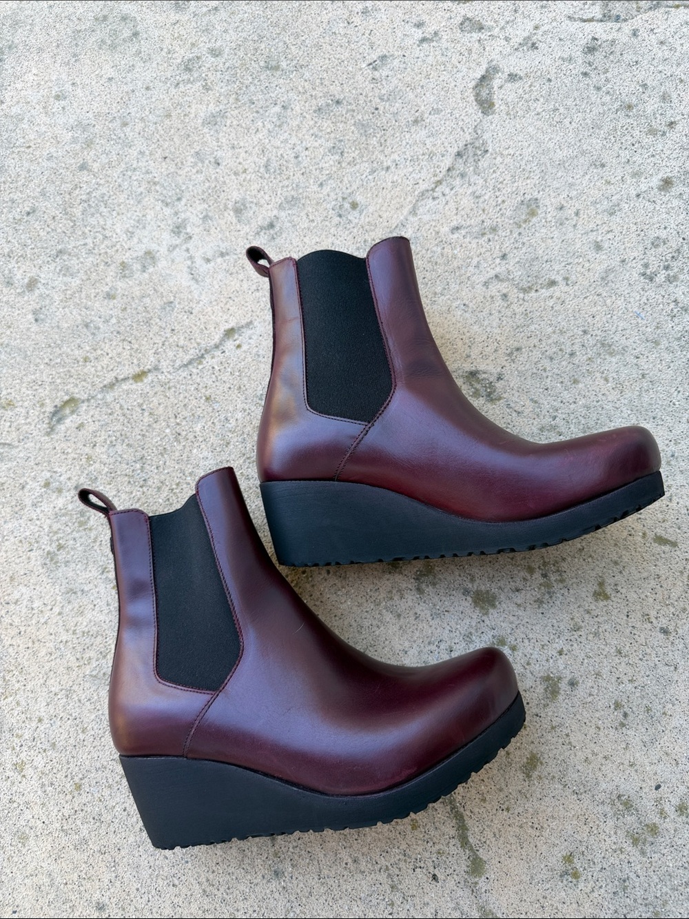 Birkenstock Papillio Ebba Slip On Burgundy Chelsea Wedge Boot Size 39-8.5 - Picture 2 of 10